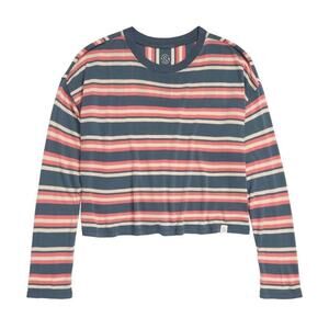 Treasure & Bond Girls Long sleeve Tee‎ in Blue Mirage Coral Stripe SM (7/8) $29